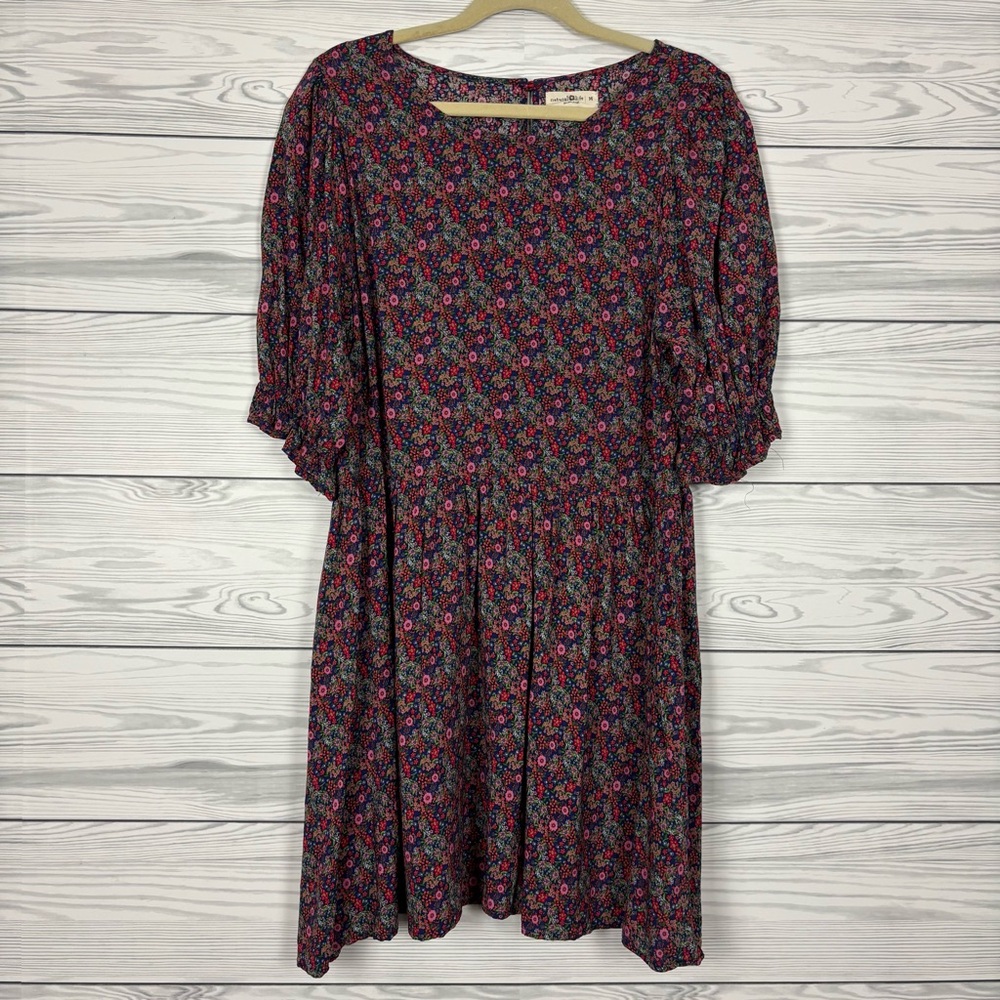 NATURAL LIFE Plum Floral Puff-Sleeve Mini Dress - Picture 2 of 7